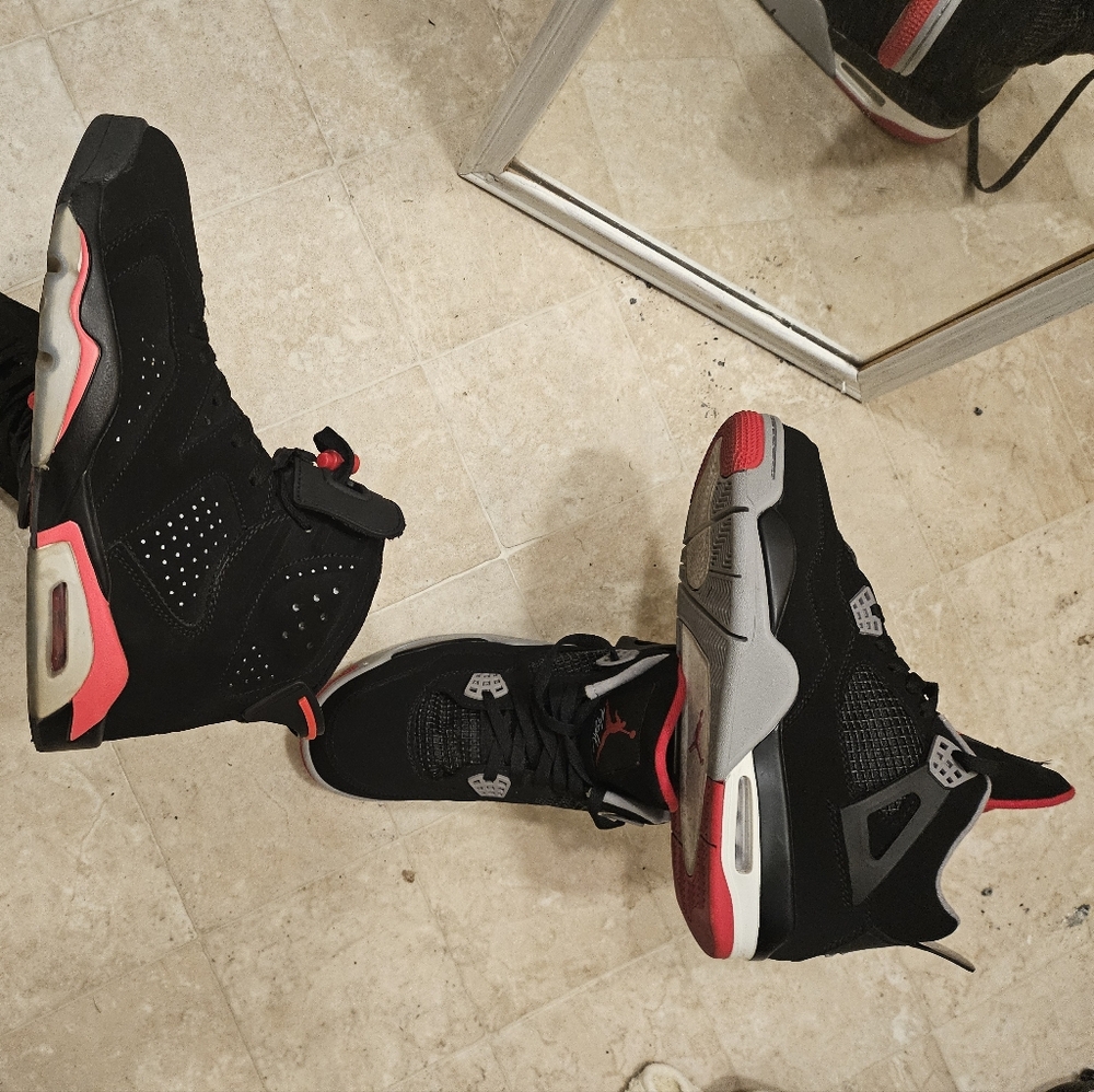 Nike air Jordan 4 Bred and jordan 6 infrared